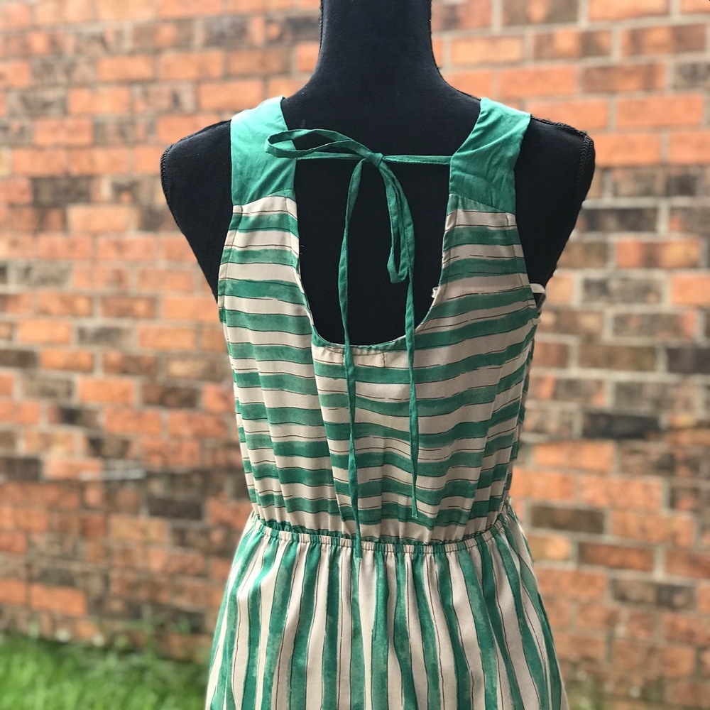 🌸Buy 1 Get 1 FREE🌸Blu Pepper Green Striped Asymmetrical Dress - Picture 6 of 6